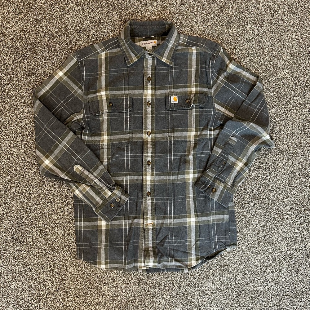 Carhartt 100%Cotton Button Up Plaid Long Sleeve Shirt Men’s Size S